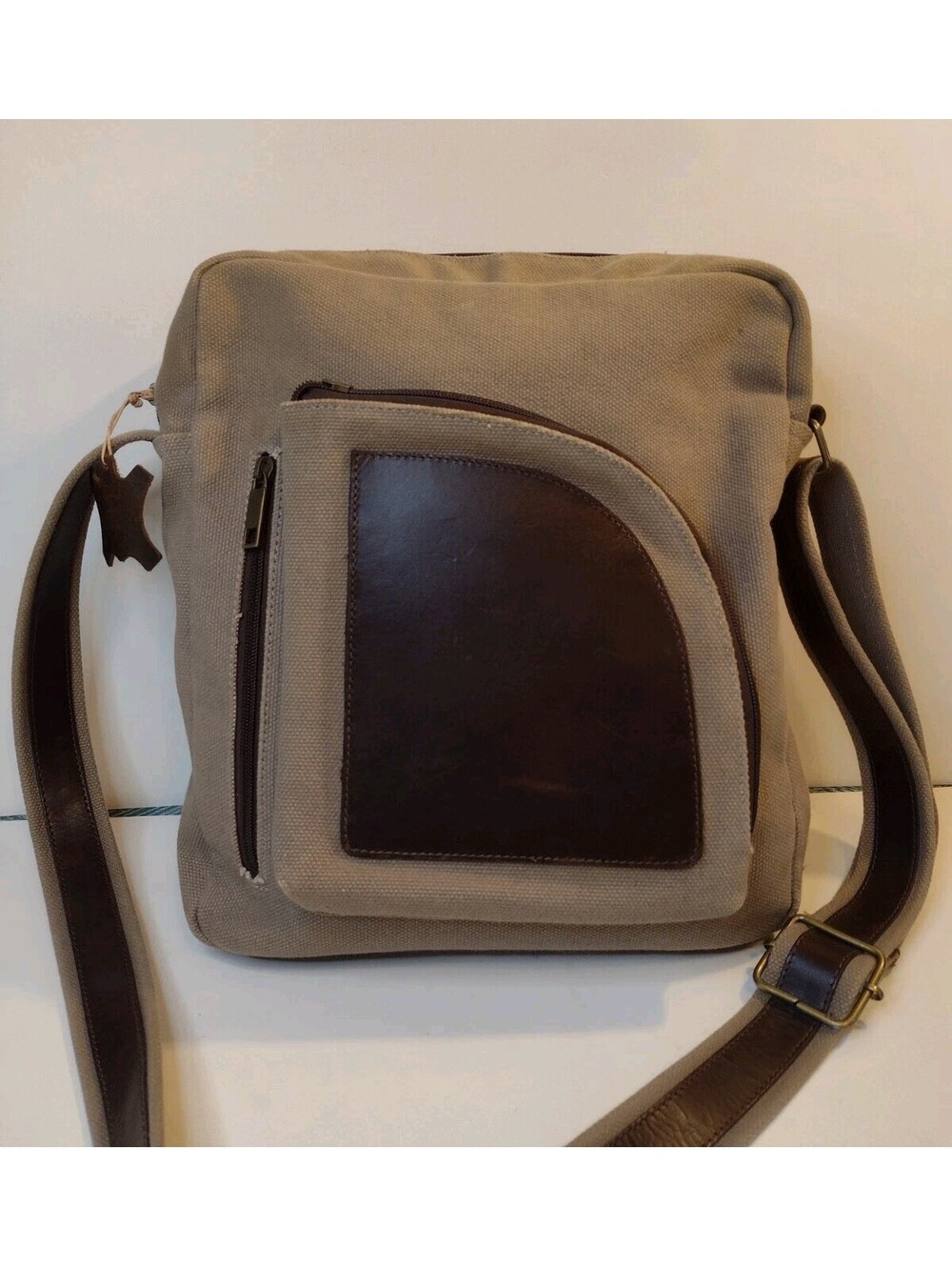 Green Mountain Leather Canvas Messenger Bag Brown Crossbody Utility Travel EDC